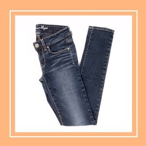 American Eagle Dark Wash Low-Rise Skinny Jeans